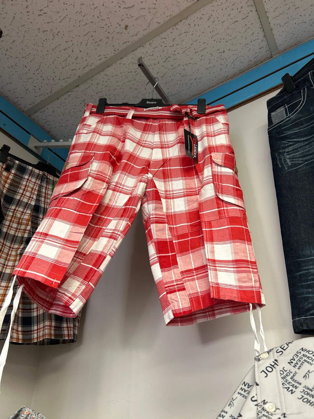 Ace Lander Plaid Cargo Shorts