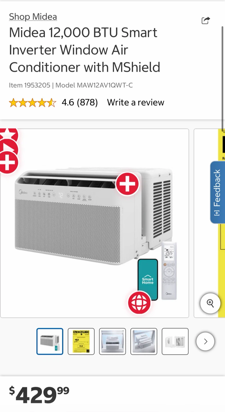 Midea 12,000 BTU Smart Inverter Window Air Conditioner