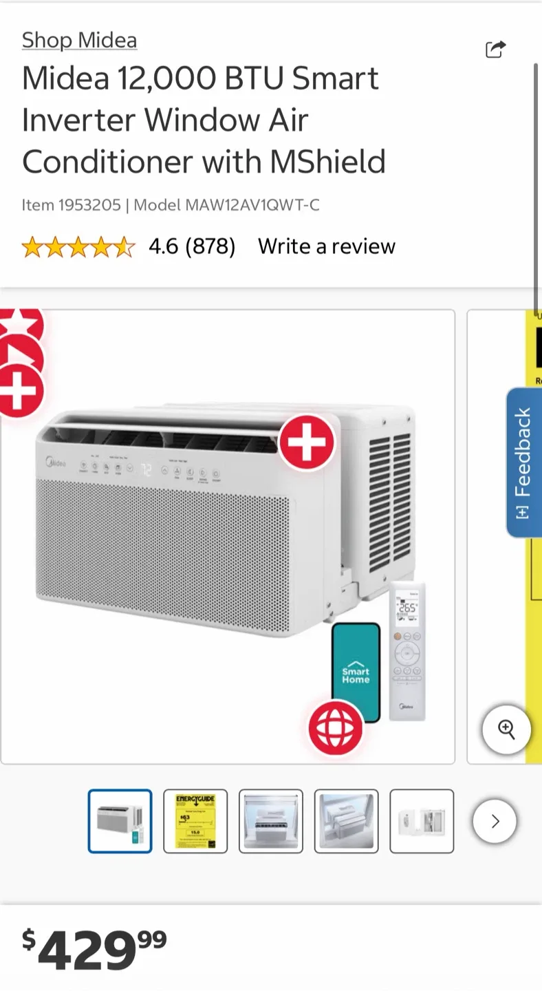 Midea 12,000 BTU Smart Inverter Window Air Conditioner