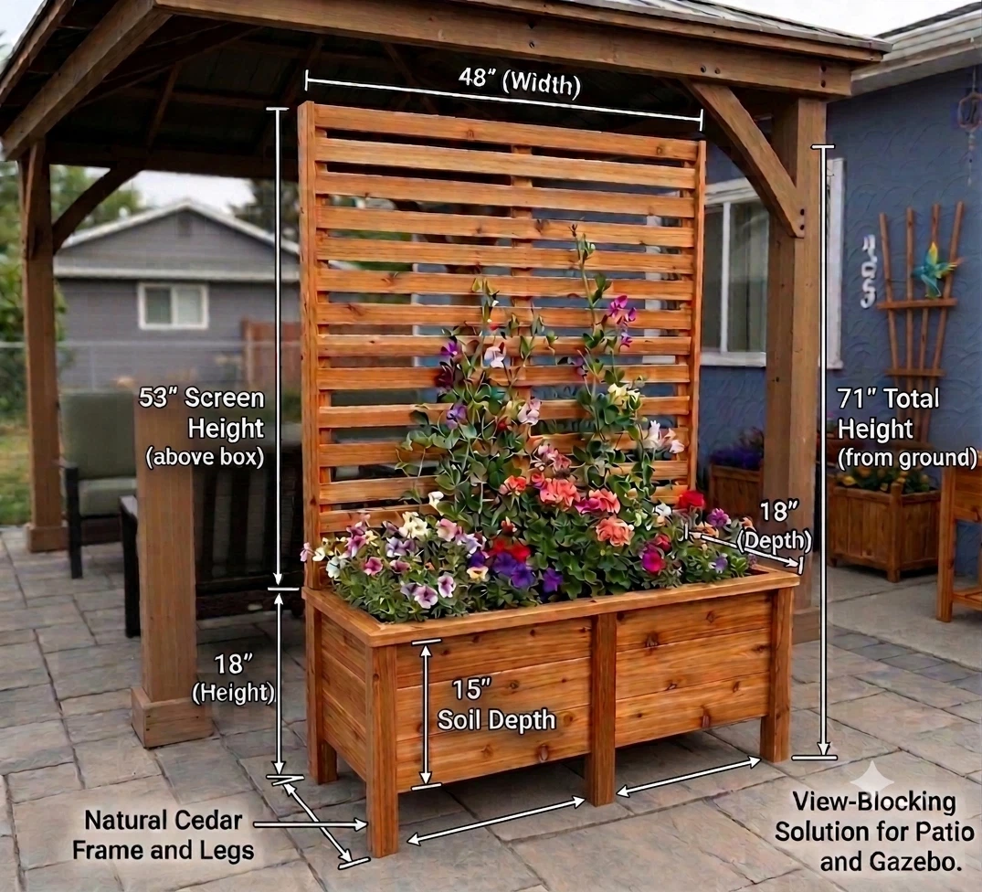 Handcrafted privacy cedar planter