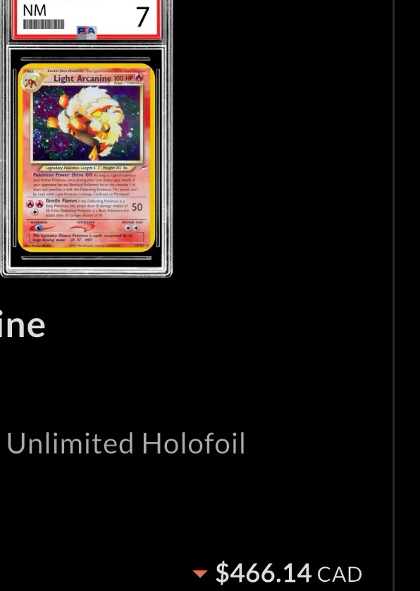PSA 7 Light Arcanine Holo Unlimited Pokemon Card - photo 2