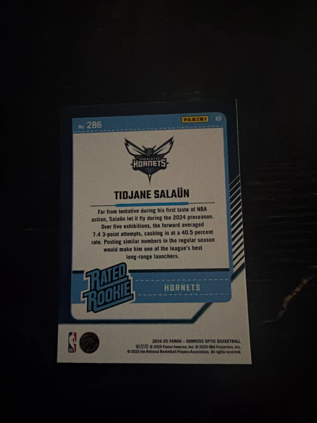 Tidjane Salaun 2024-25 Donruss Optic Rated Rookie - photo 2
