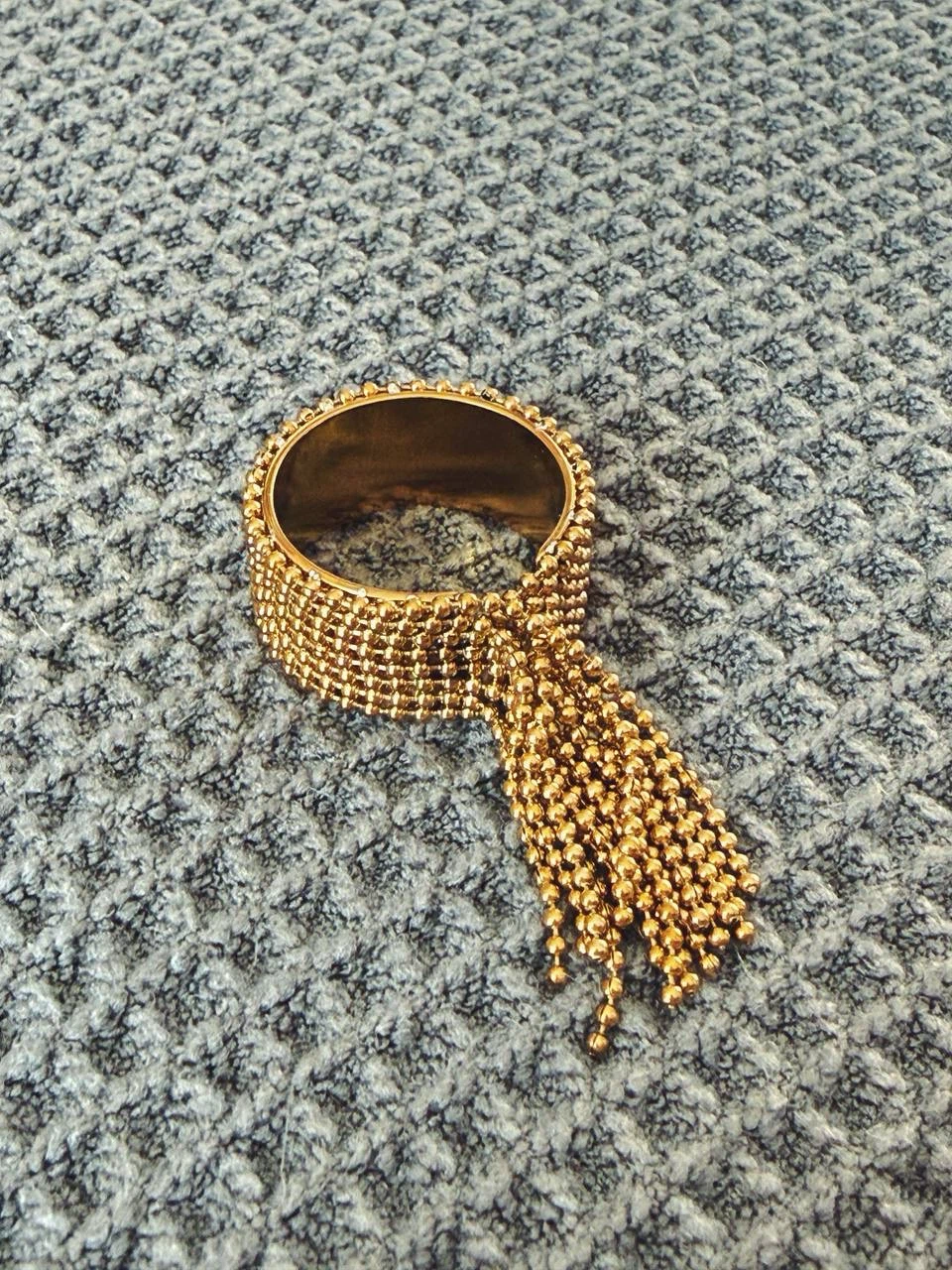 Gold Beaded Fringe Statement Ring - photo 2