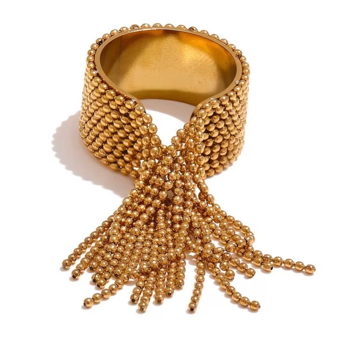 Gold Beaded Fringe Statement Ring - photo 3