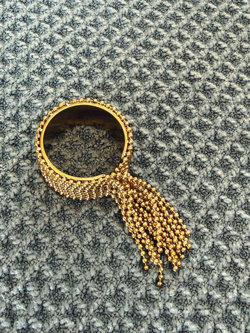 Gold Beaded Fringe Statement Ring - photo 5