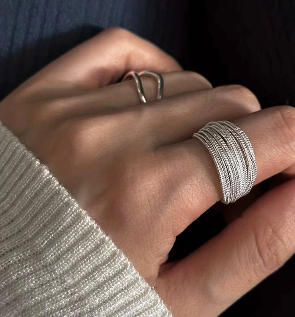 Silver Multi-Layer Twisted Chain Ring - photo 2