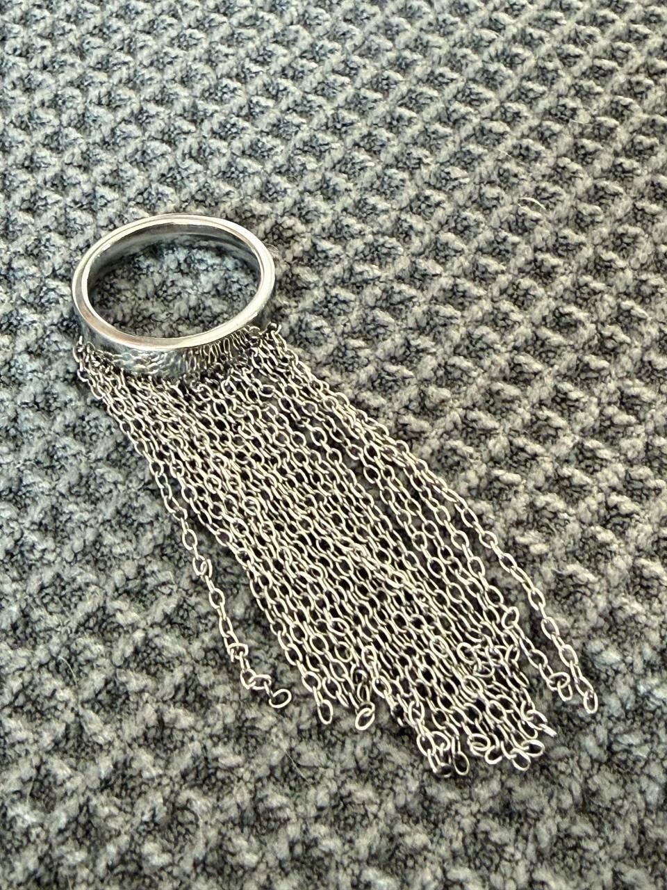 Silver Chain Tassel Fringe Ring - photo 2
