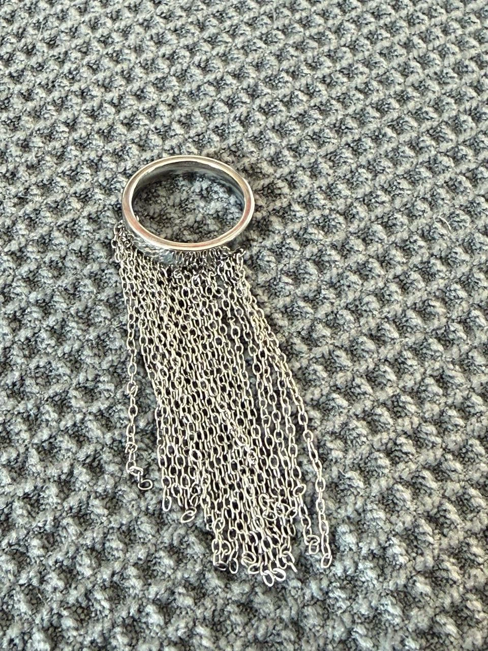Silver Chain Tassel Fringe Ring - photo 3