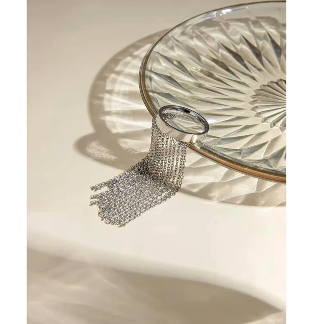 Silver Chain Tassel Fringe Ring - photo 4