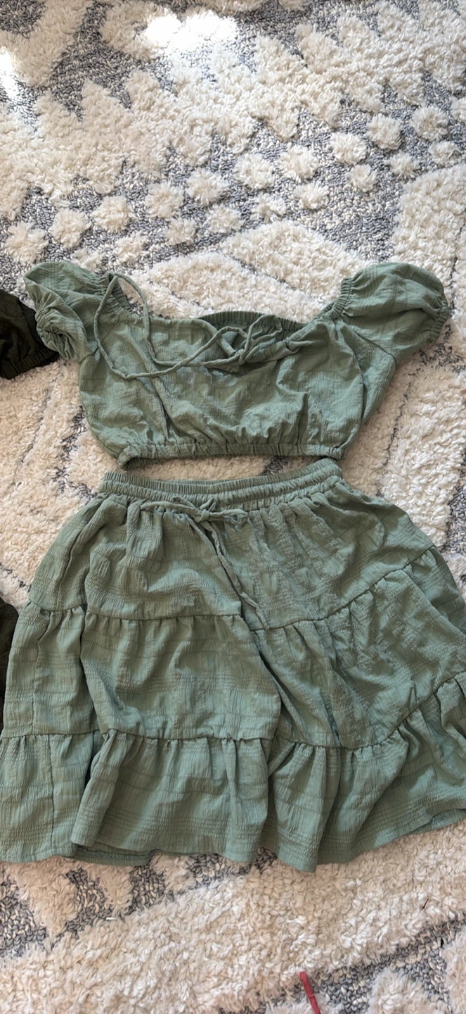 Women's Crop Top and Tiered Skirt Set