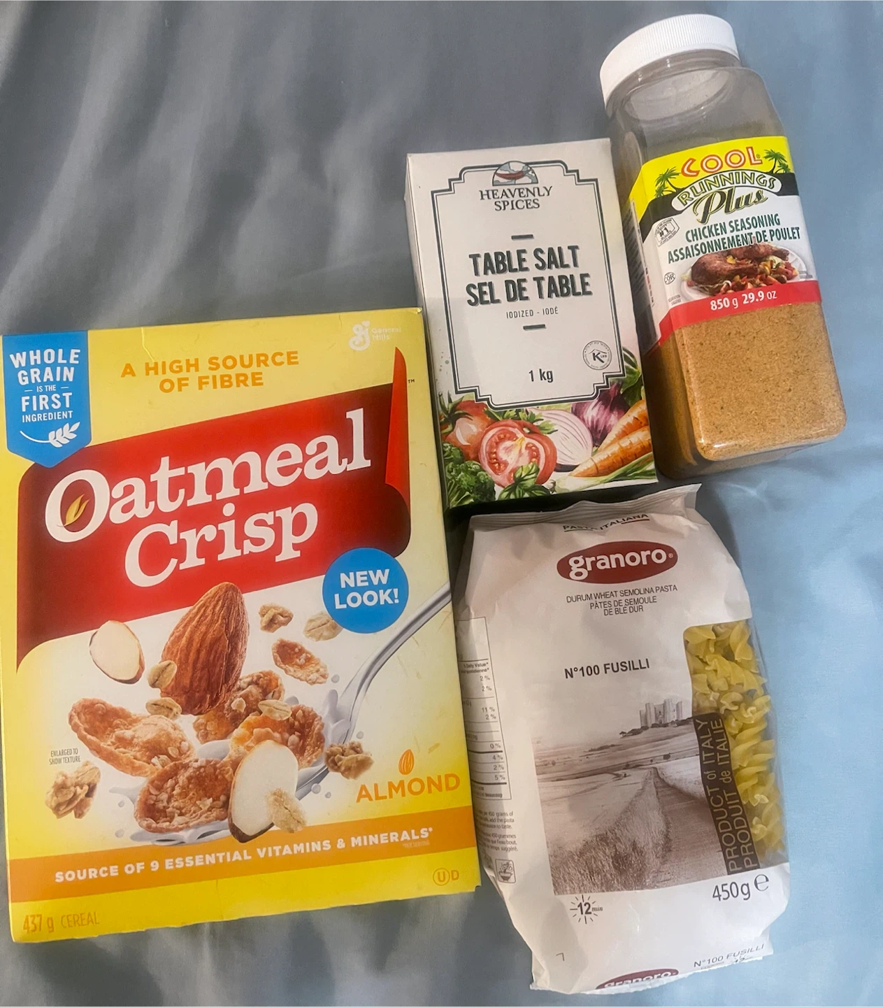 Cereal, seasonings, & pasta