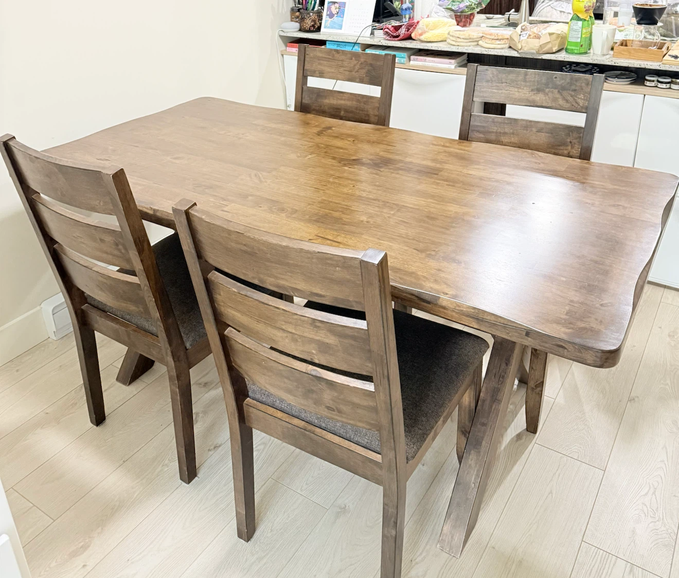 Wooden Dining Table Set with 4 Chairs and Bench - photo 5