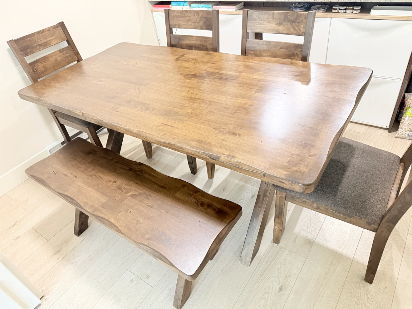 Wooden Dining Table Set with 4 Chairs and Bench - photo 4