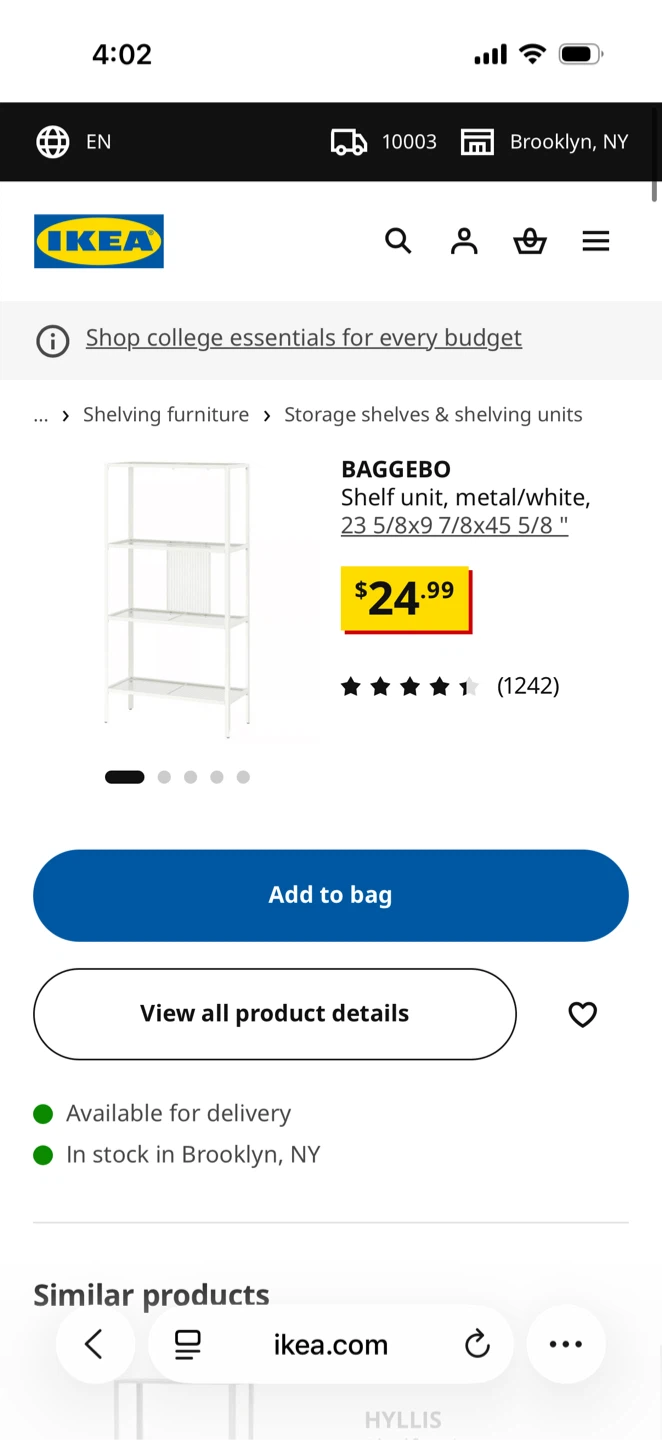 IKEA BAGGEBO White Shelves