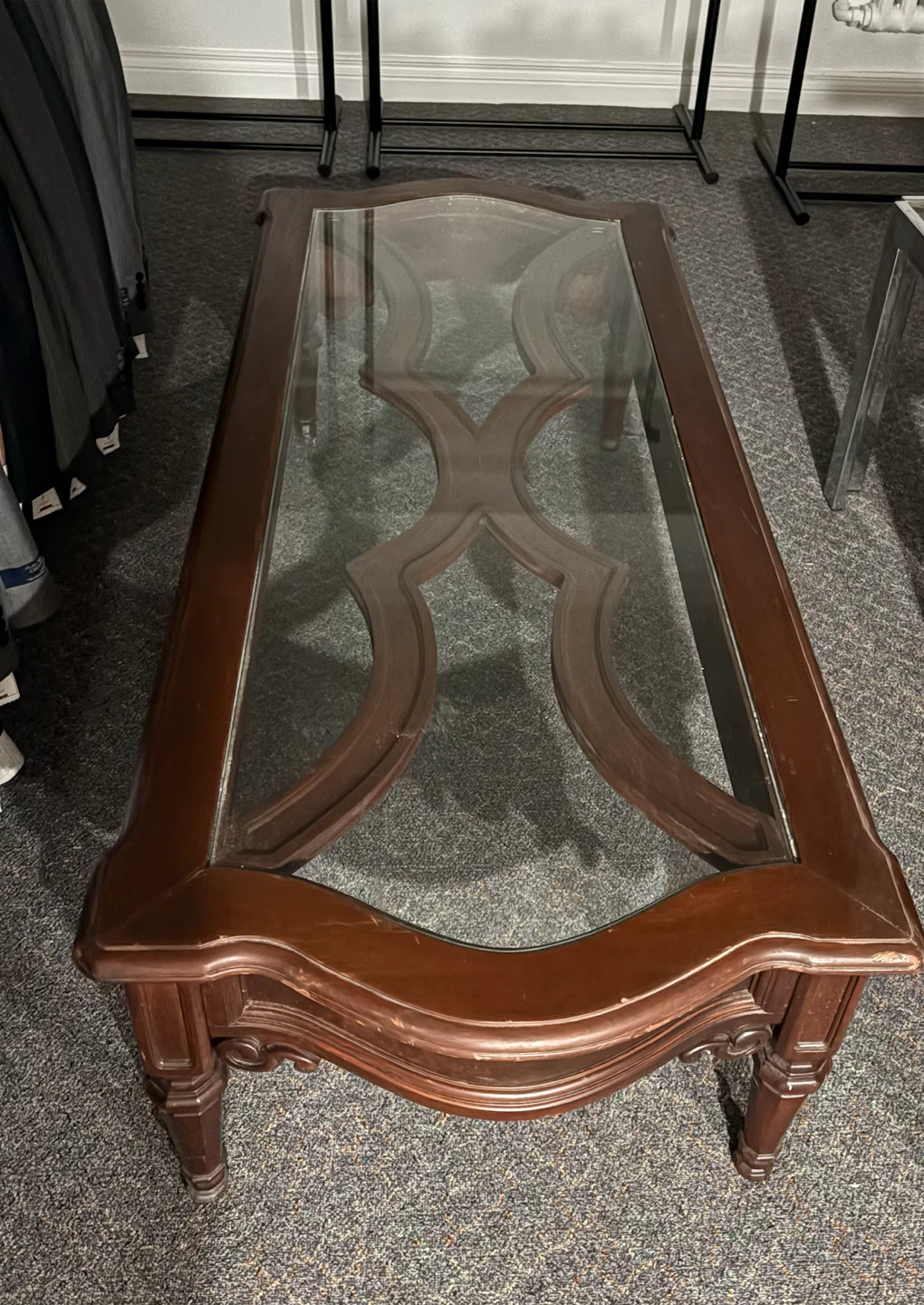 Wooden Coffee Table with Glass Top