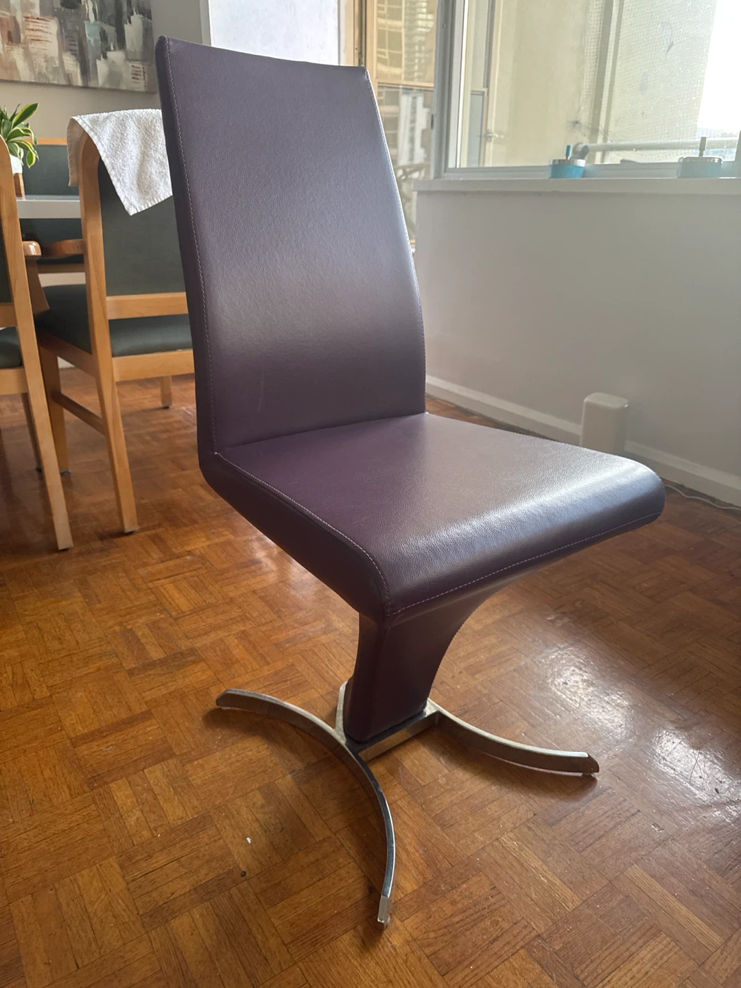 Purple Faux Leather Dining Chair x2