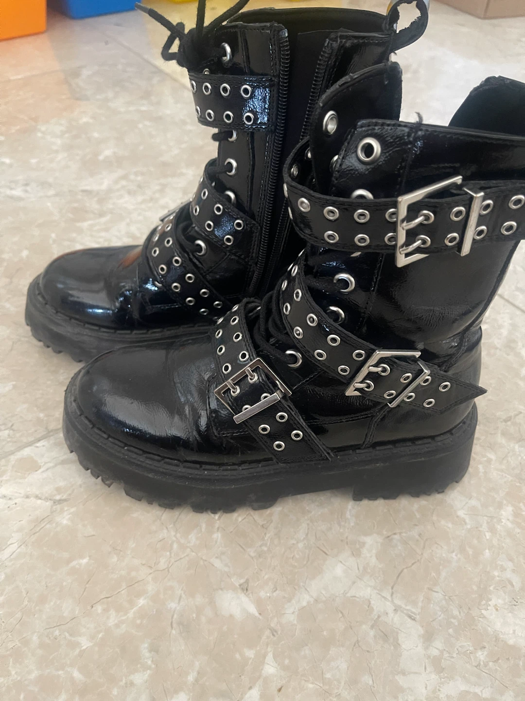 Black Patent Buckle Boots for sassy little girls only - photo 2