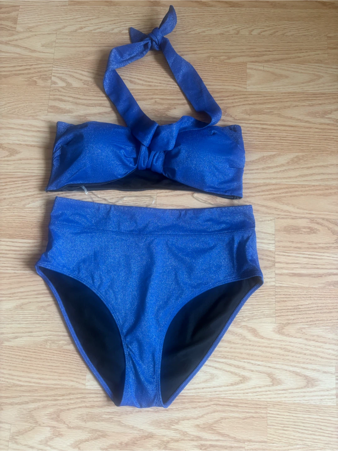 Blue Sparkly Halter Bikini Set