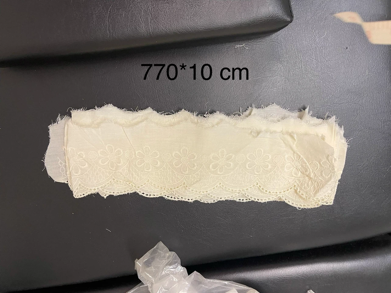 770*10 CM . Cream Lace Trim with Floral Embroidery