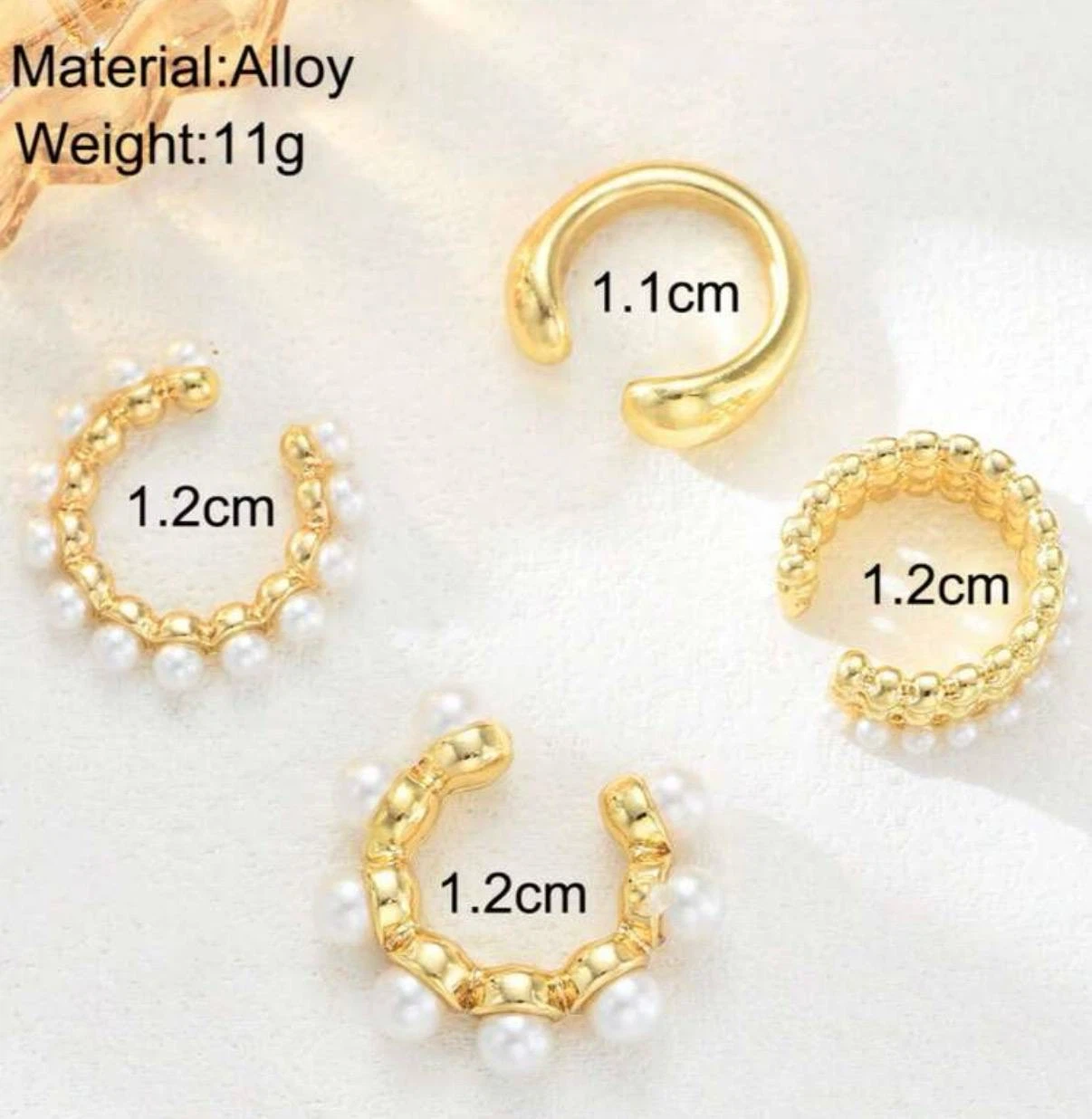 Set of 4 Pearl & Gold-Toned Ear Cuffs - photo 4