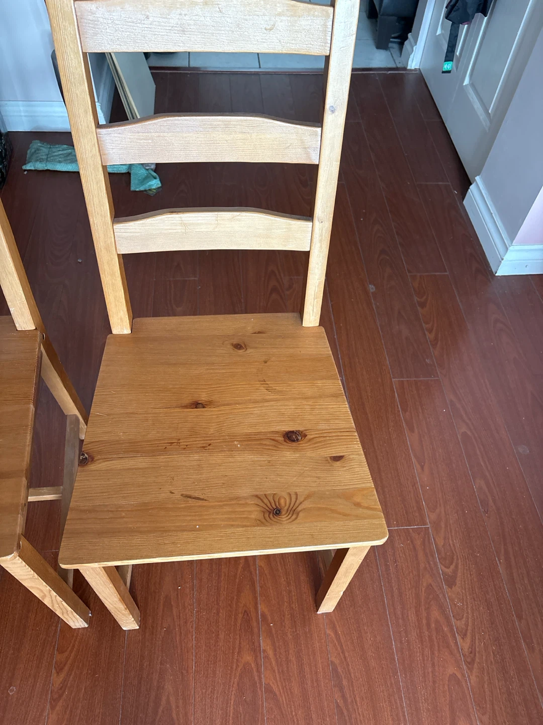 3 wooden chairs