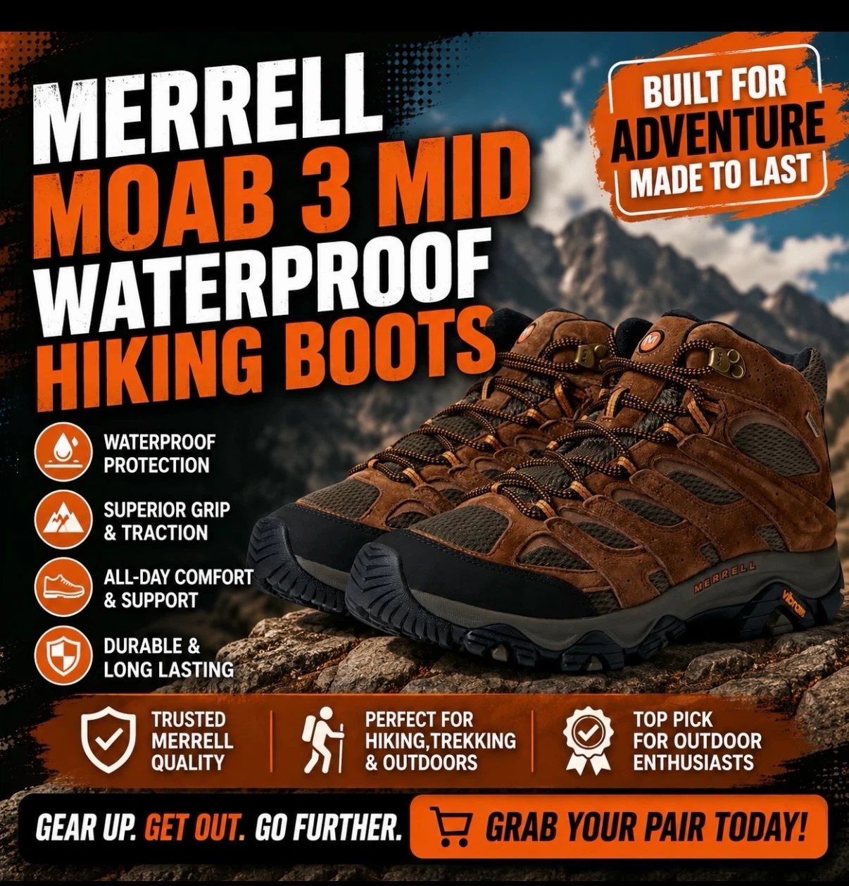 Merrell Moab 3 Mid Waterproof Hiking Boots