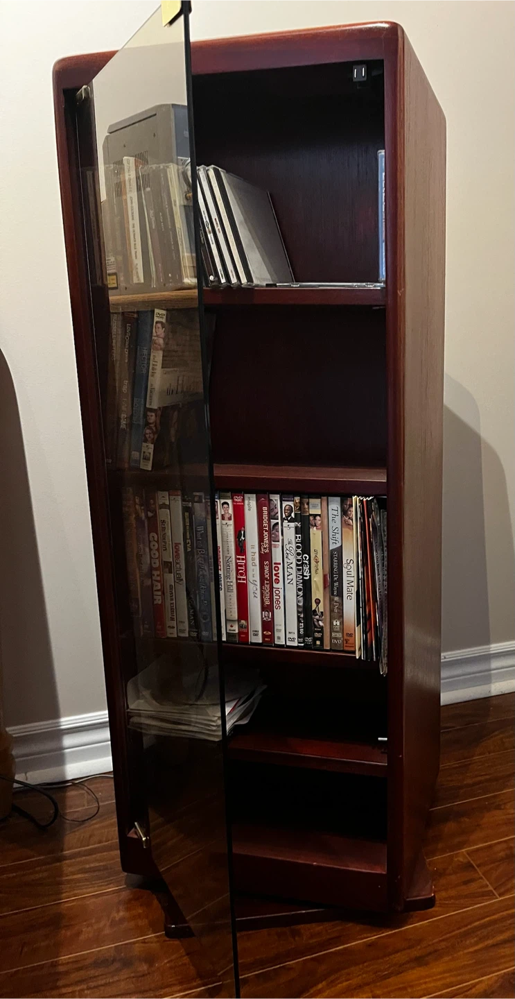 Wooden CD/DVD Storage Cabinet with Glass Door - photo 3