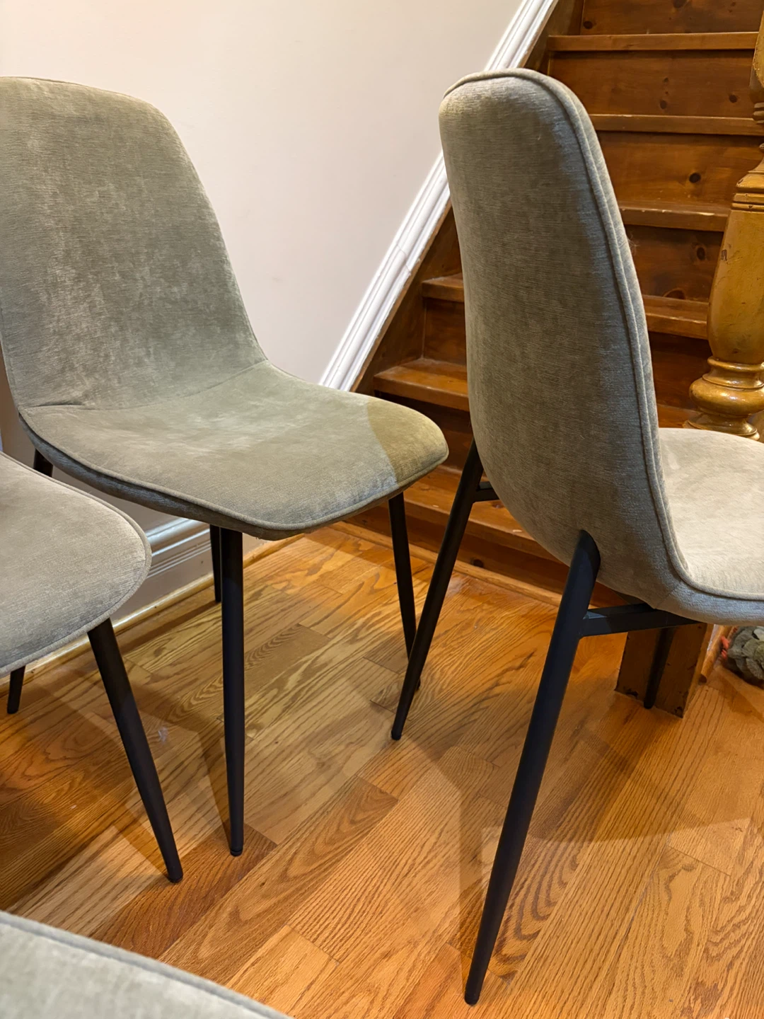 Set of 4 Dining Chairs - Green Fabric - photo 2