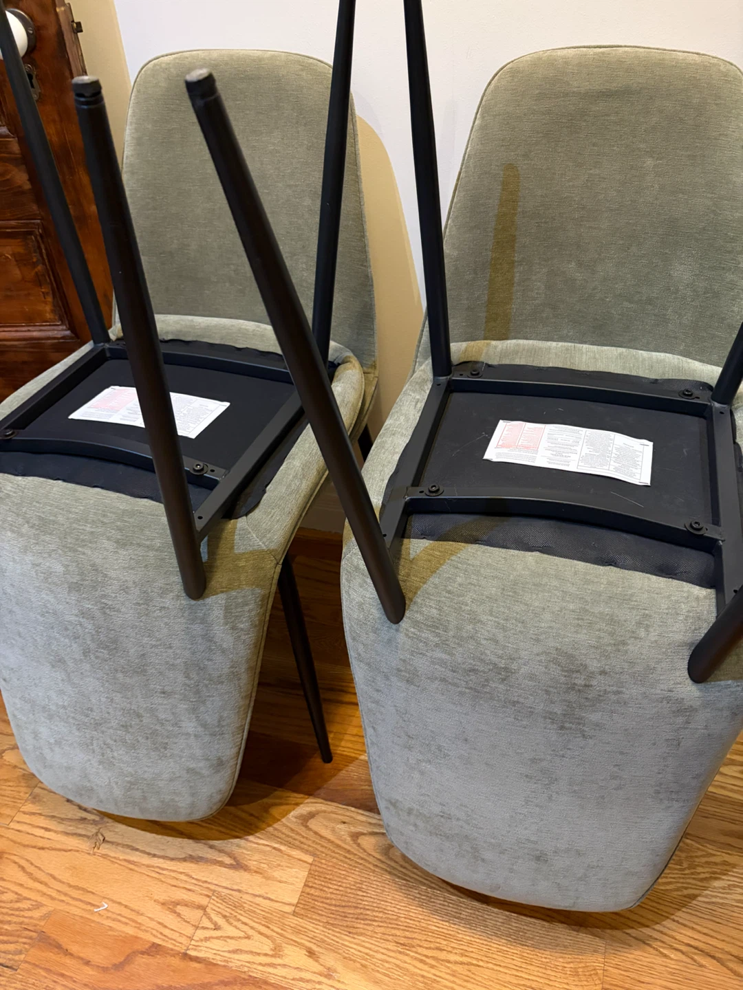 Set of 4 Dining Chairs - Green Fabric - photo 5
