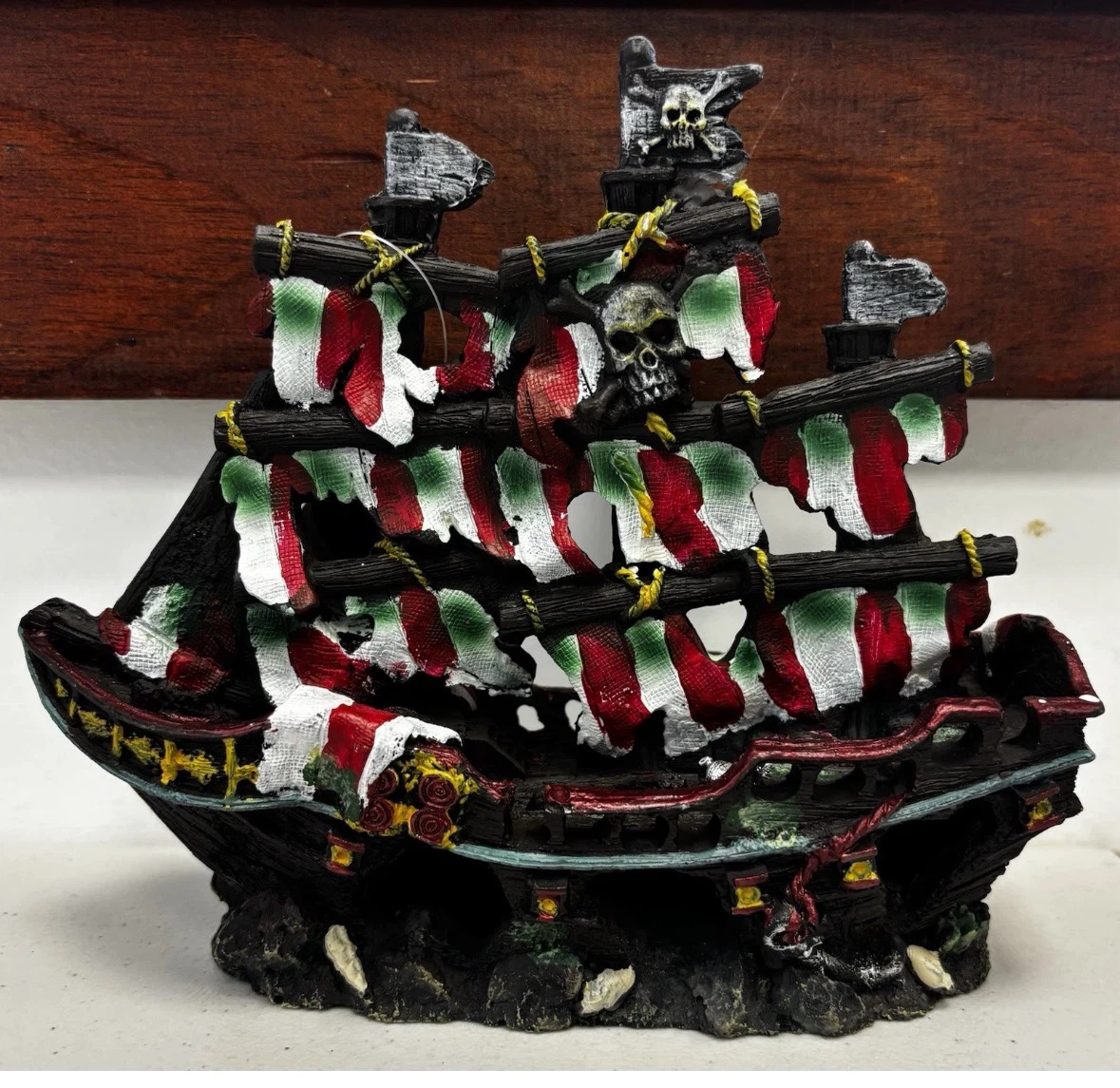 Pirate Ship Decoration with Skulls and Flags