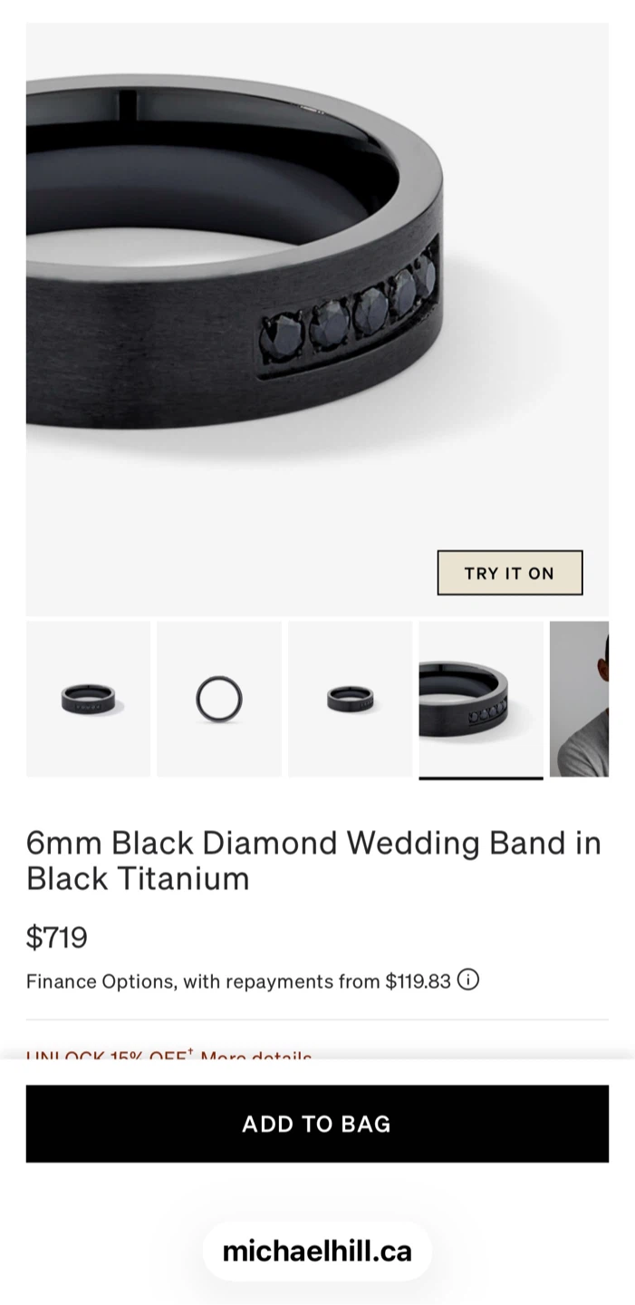 Men's Black Band Ring with Black Stones - photo 2