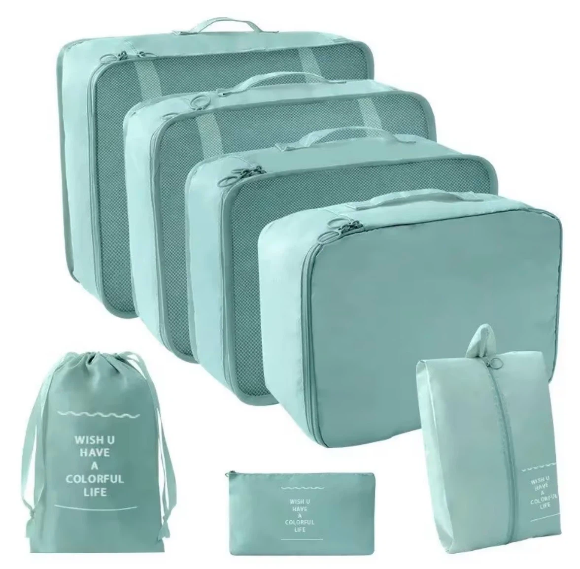 Travel Packing Cubes Set – 7 Pieces (Light Blue)