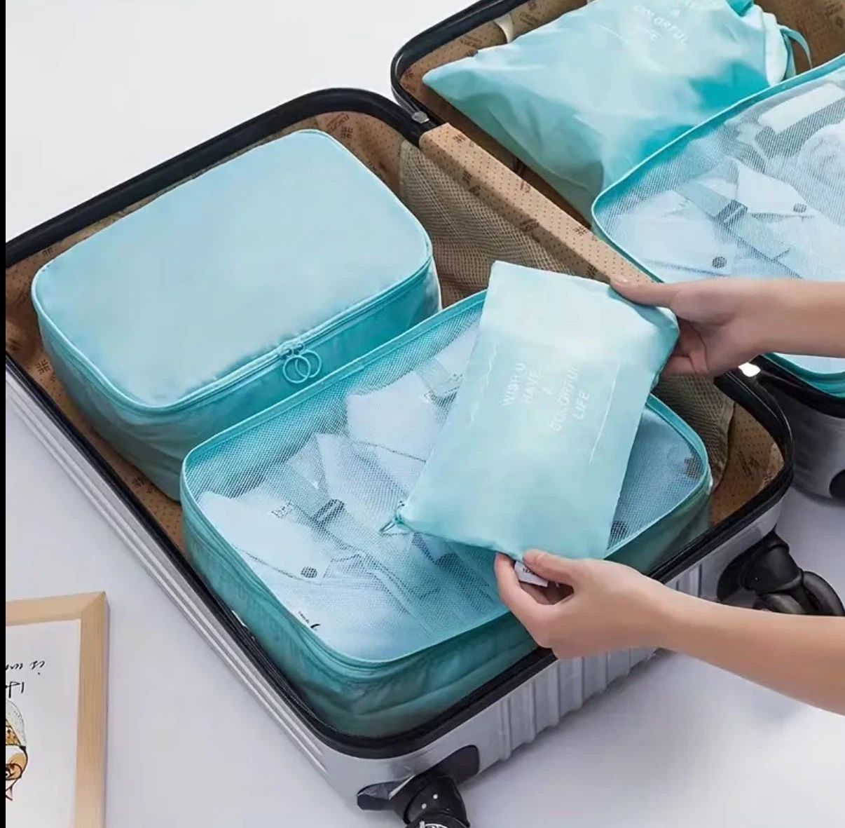 Travel Packing Cubes Set – 7 Pieces (Light Blue) - photo 3