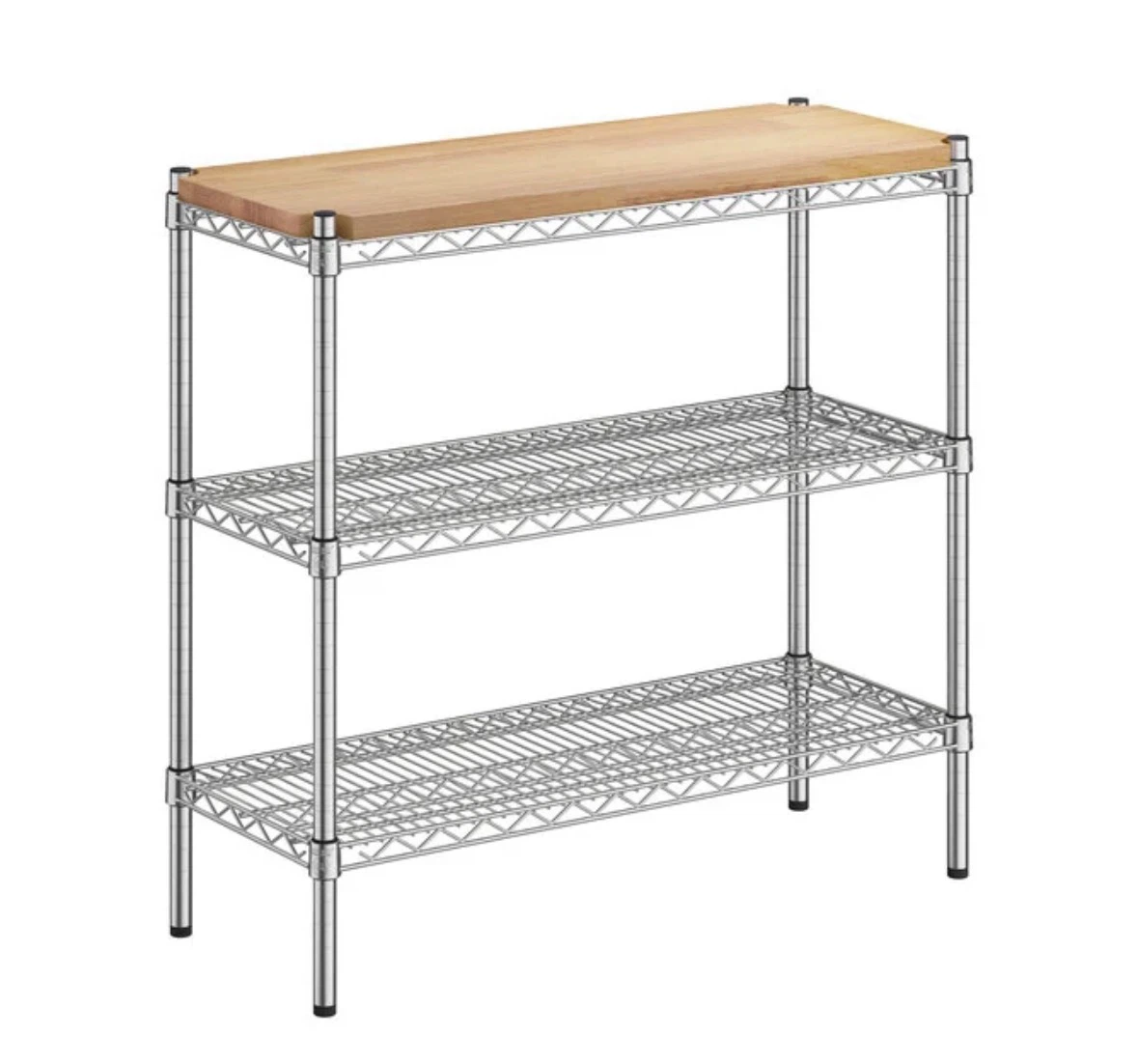 14"x36" Wire Shelving Unit with Wood Cutting Board Top