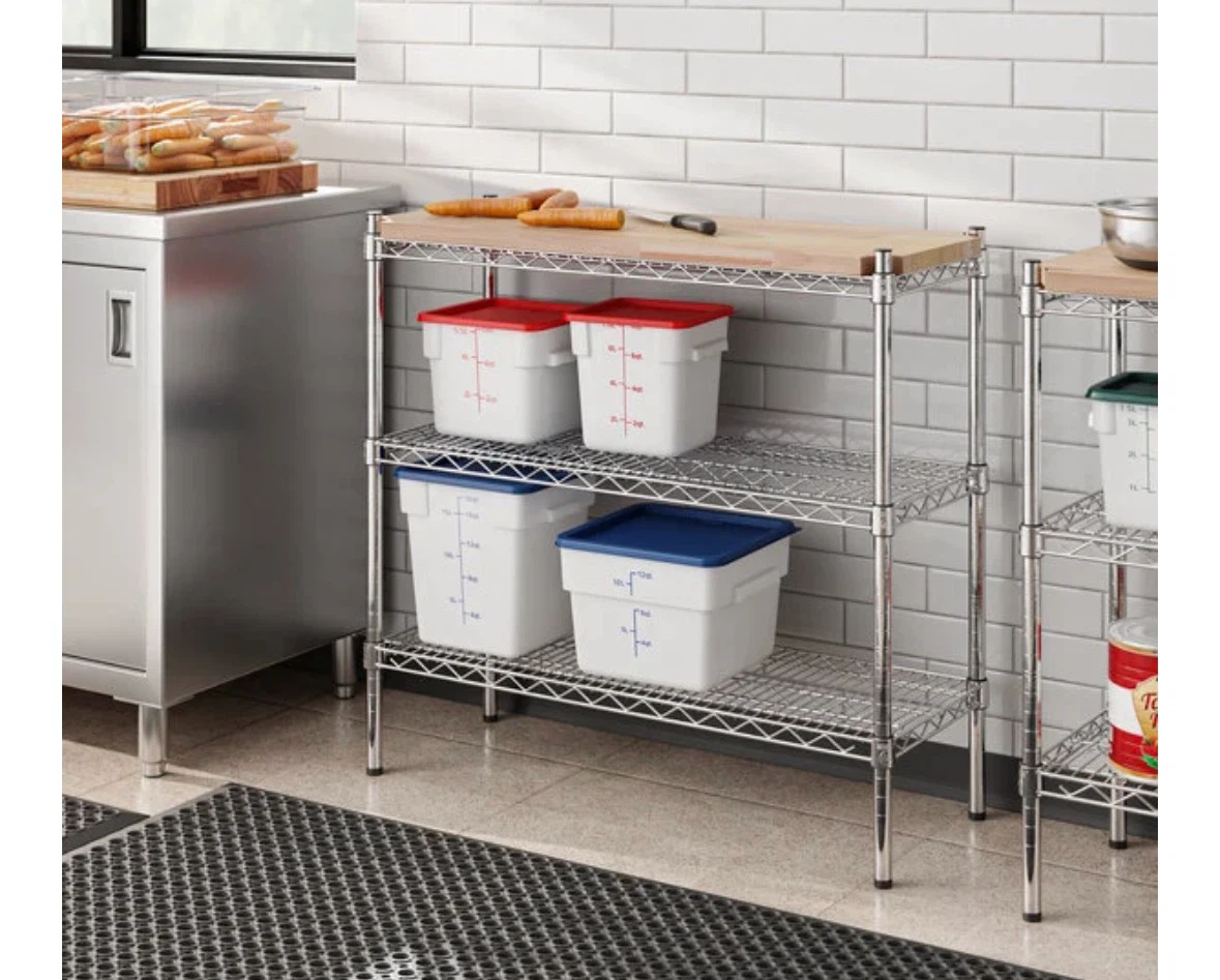 14"x36" Wire Shelving Unit with Wood Cutting Board Top - photo 4