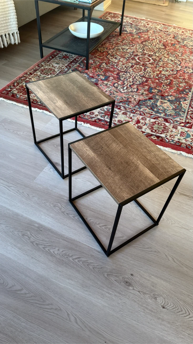 Two gently used small side tables