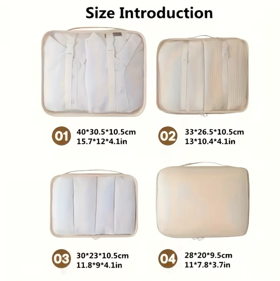 Travel Packing Cubes Set – 7 Pieces (Beige) - photo 5