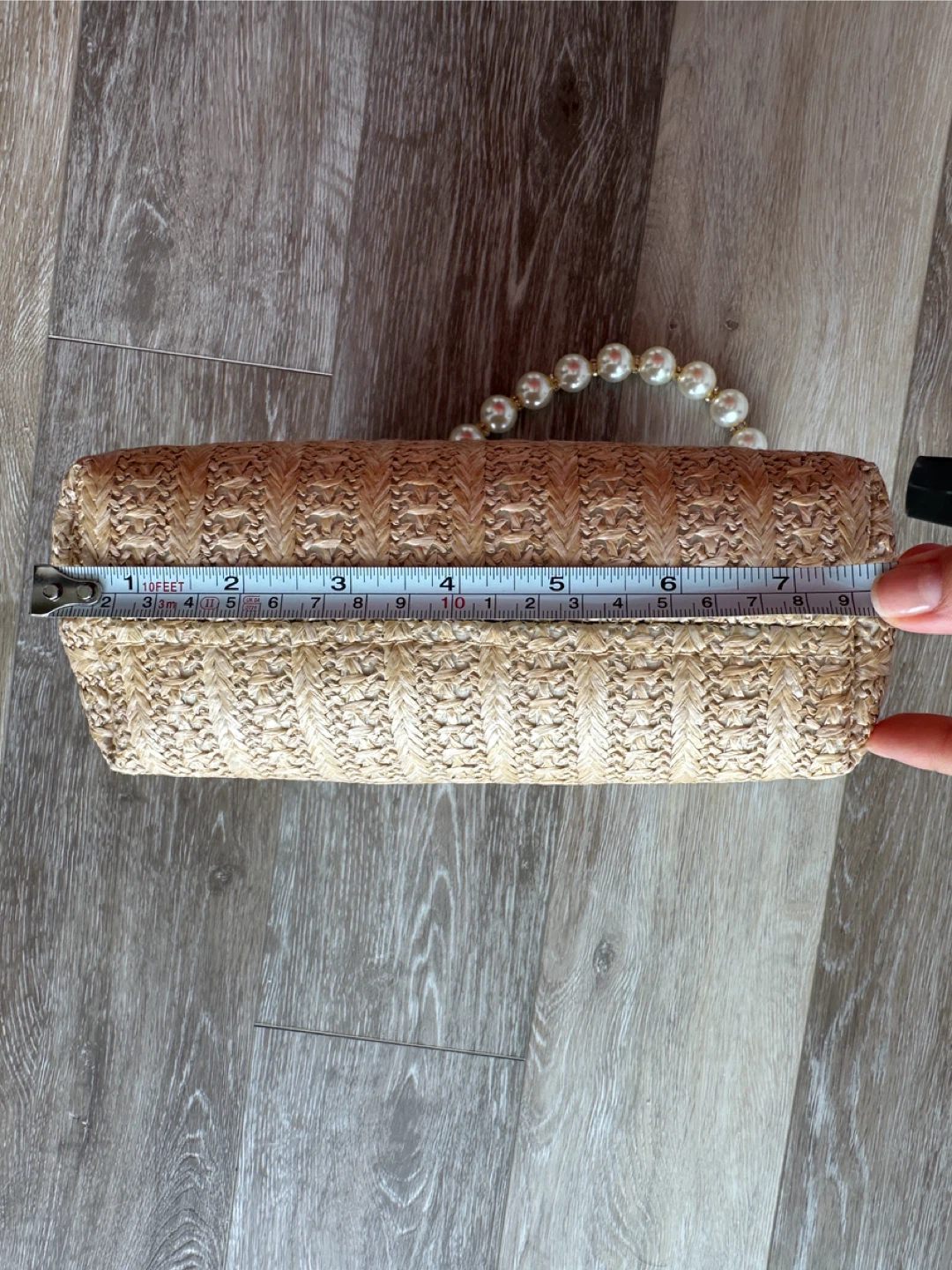Straw style Clutch with Wooden Frame and Pearl Handle - photo 5