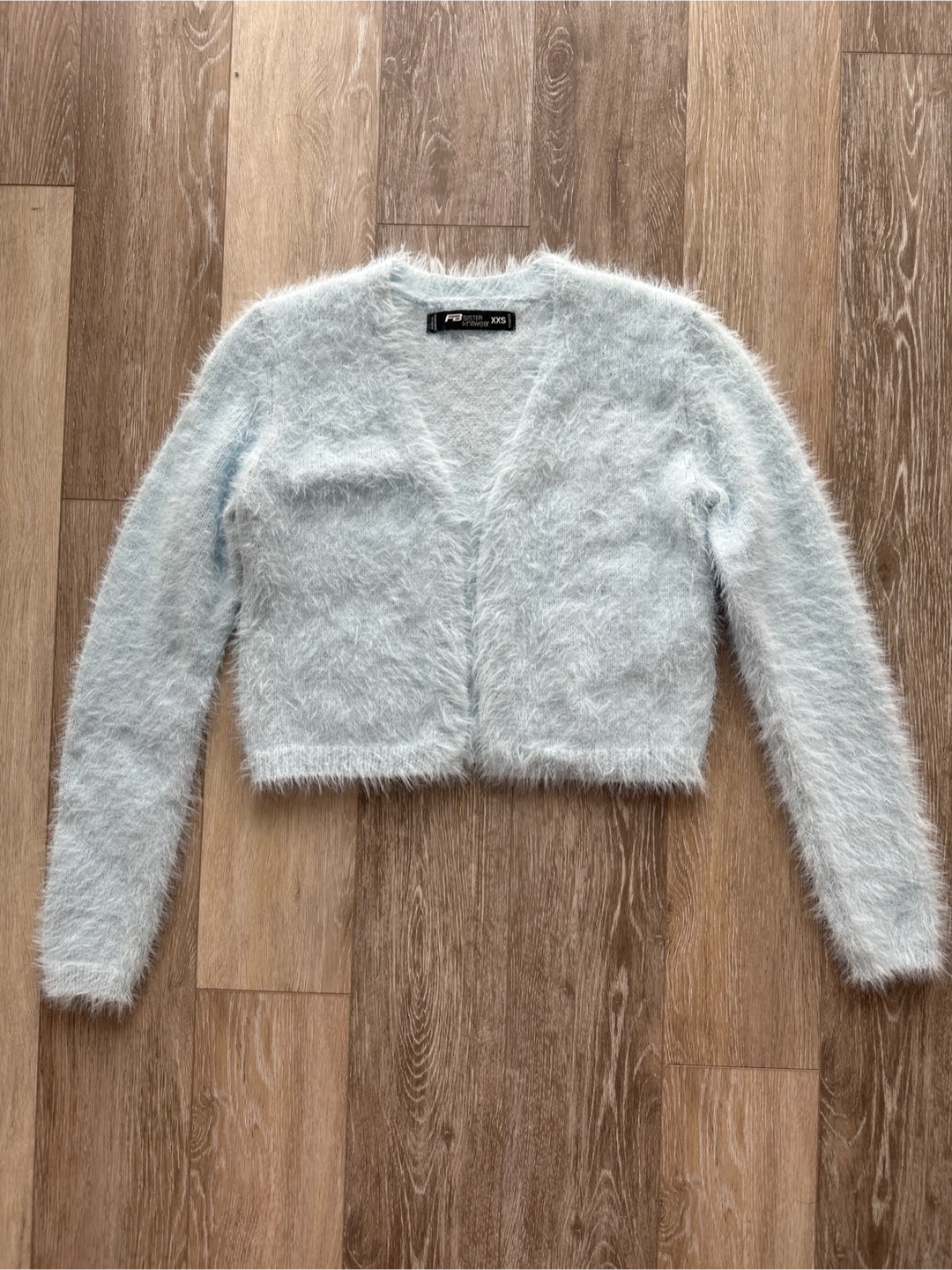 FB Sister Knitwear Light Blue Fuzzy Cardigan XXS