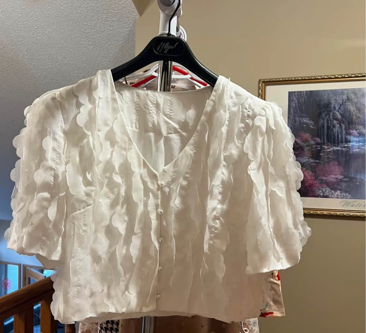 White Sheer Appliqué Blouse