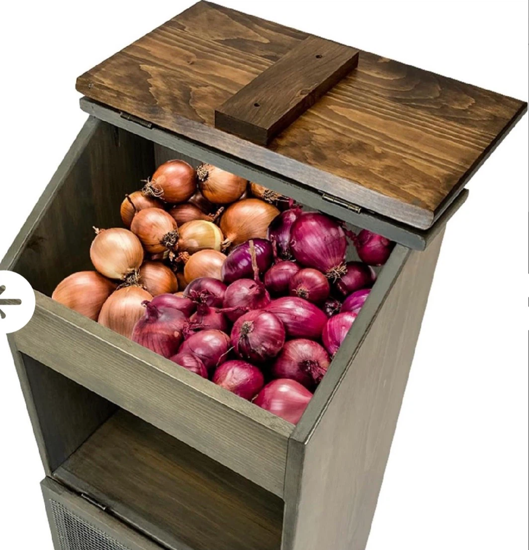 Wooden Potato Storage Box with Multi-Layered Storage