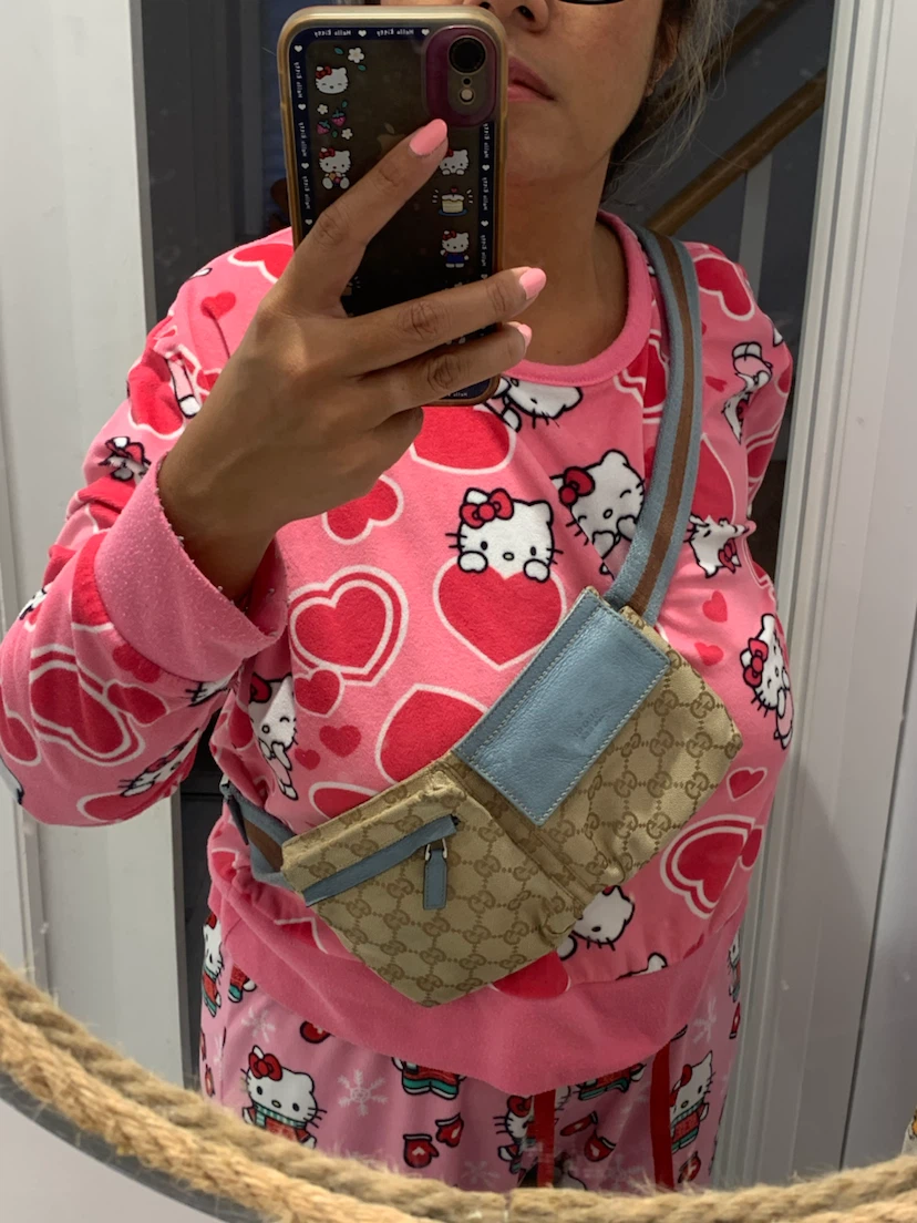 💙 Authentic Gucci Monogram Belt Bag with Blue Leather Accents 💙 - photo 5