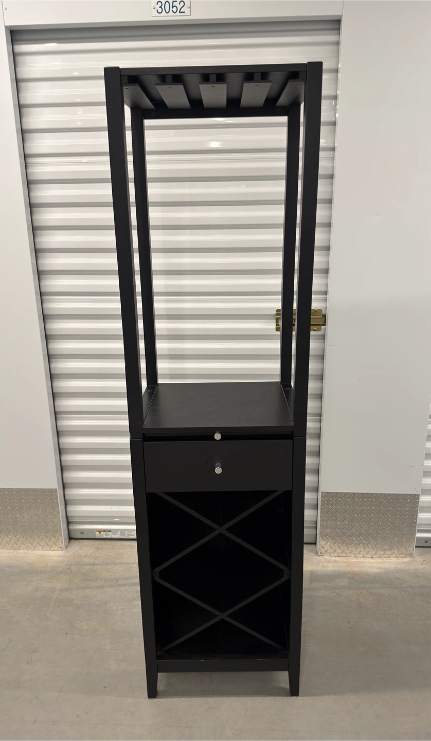 Modern Bar Cabinet with Wine Rack, Drawer & Glass Holder - Black