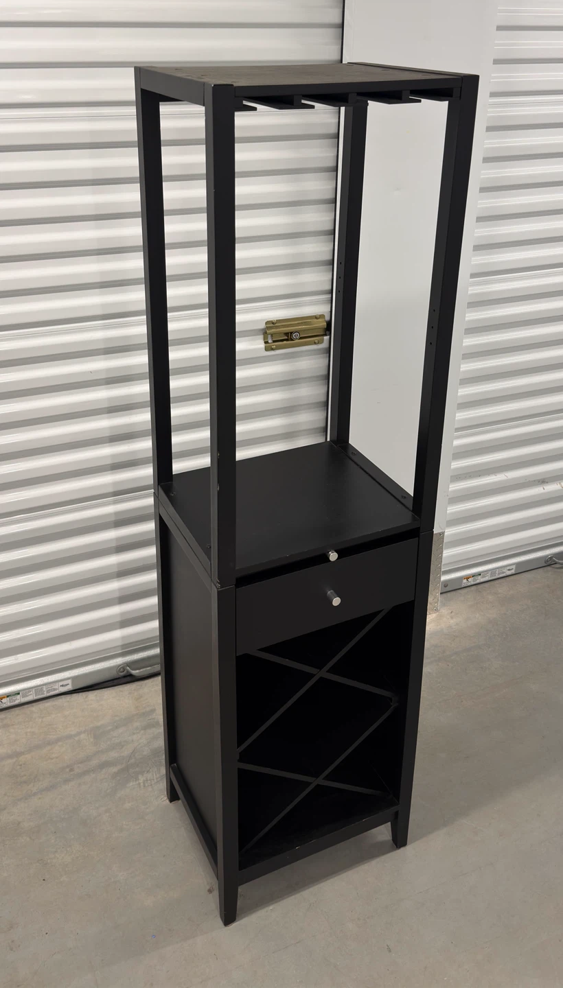 Modern Bar Cabinet with Wine Rack, Drawer & Glass Holder - Black - photo 2