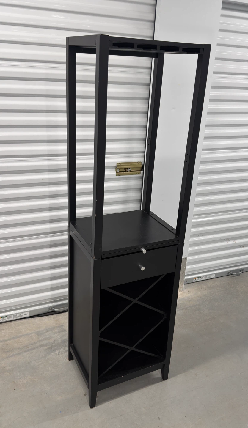 Modern Bar Cabinet with Wine Rack, Drawer & Glass Holder - Black - photo 5
