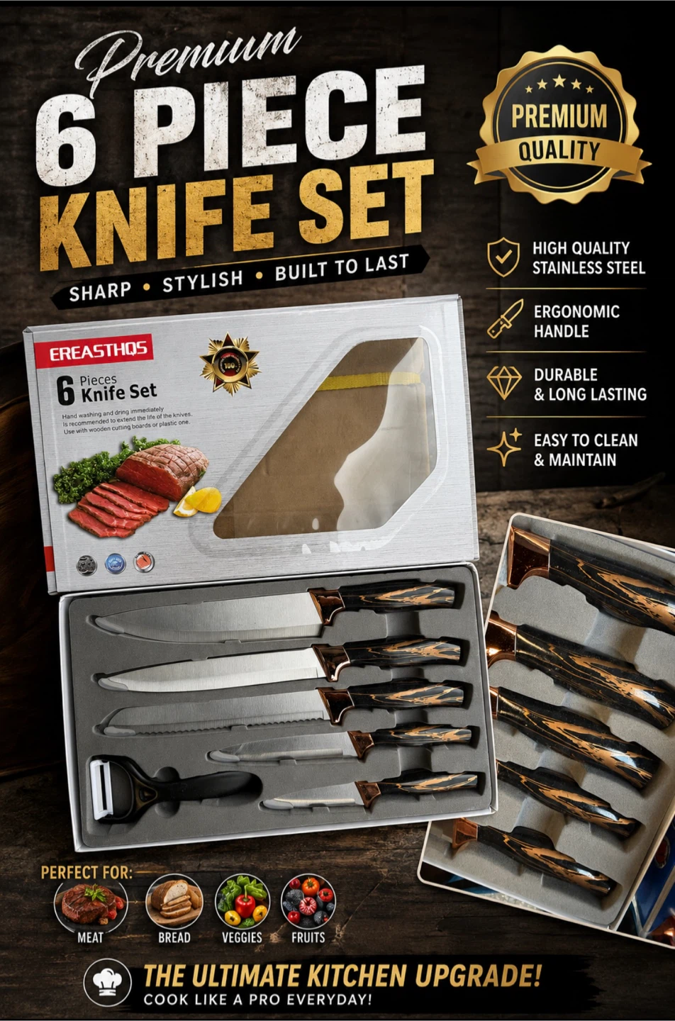 Ereasthos Premium 6 Piece Knife Set