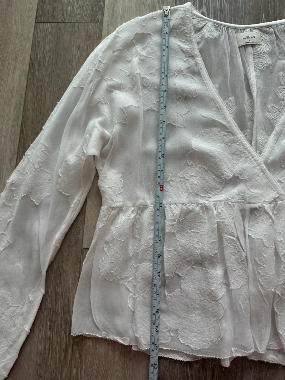 Wilfred White Embroidered Peplum Blouse Size S - photo 5