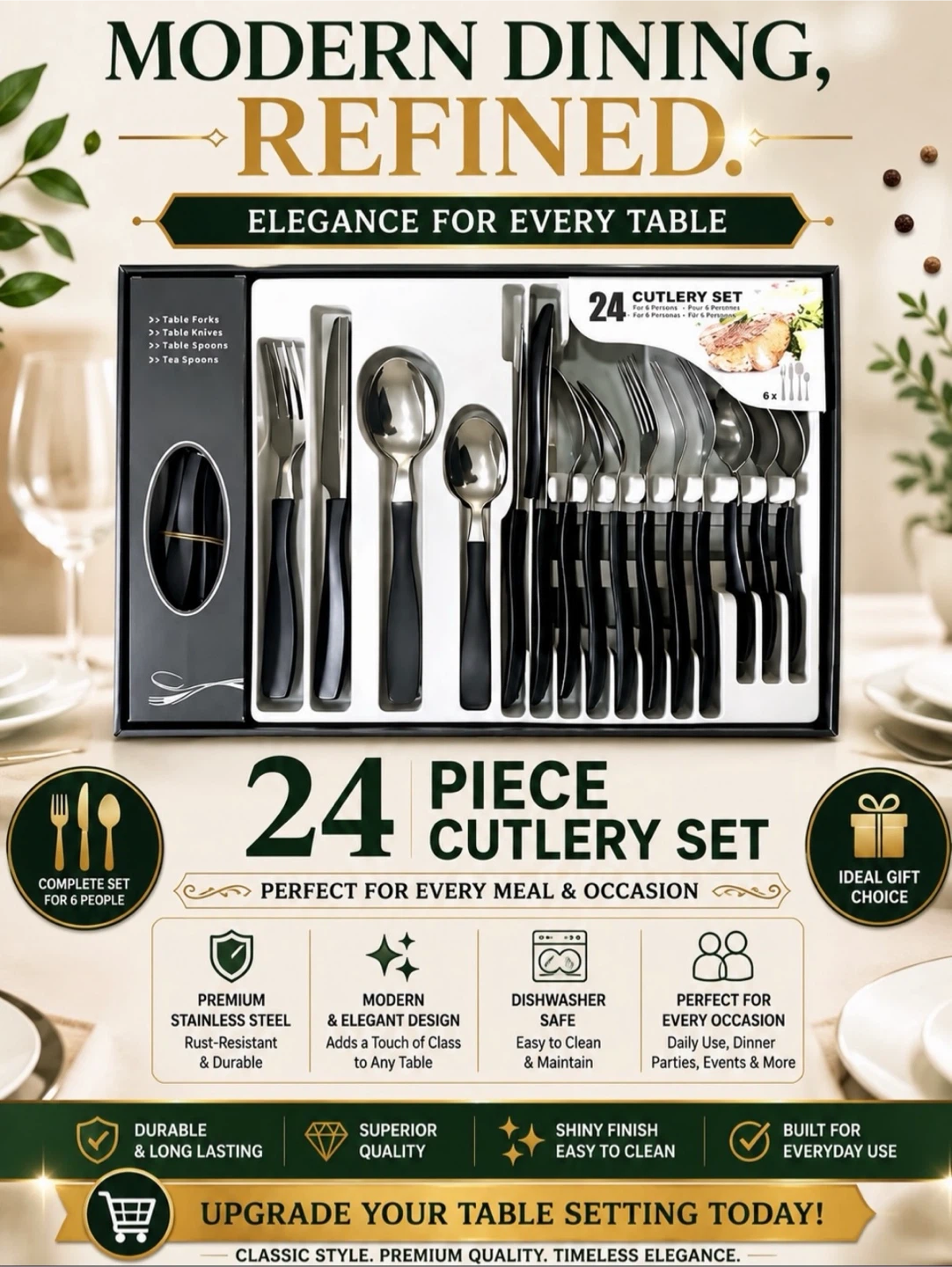 24 Piece Stainless Steel Cutlery Set