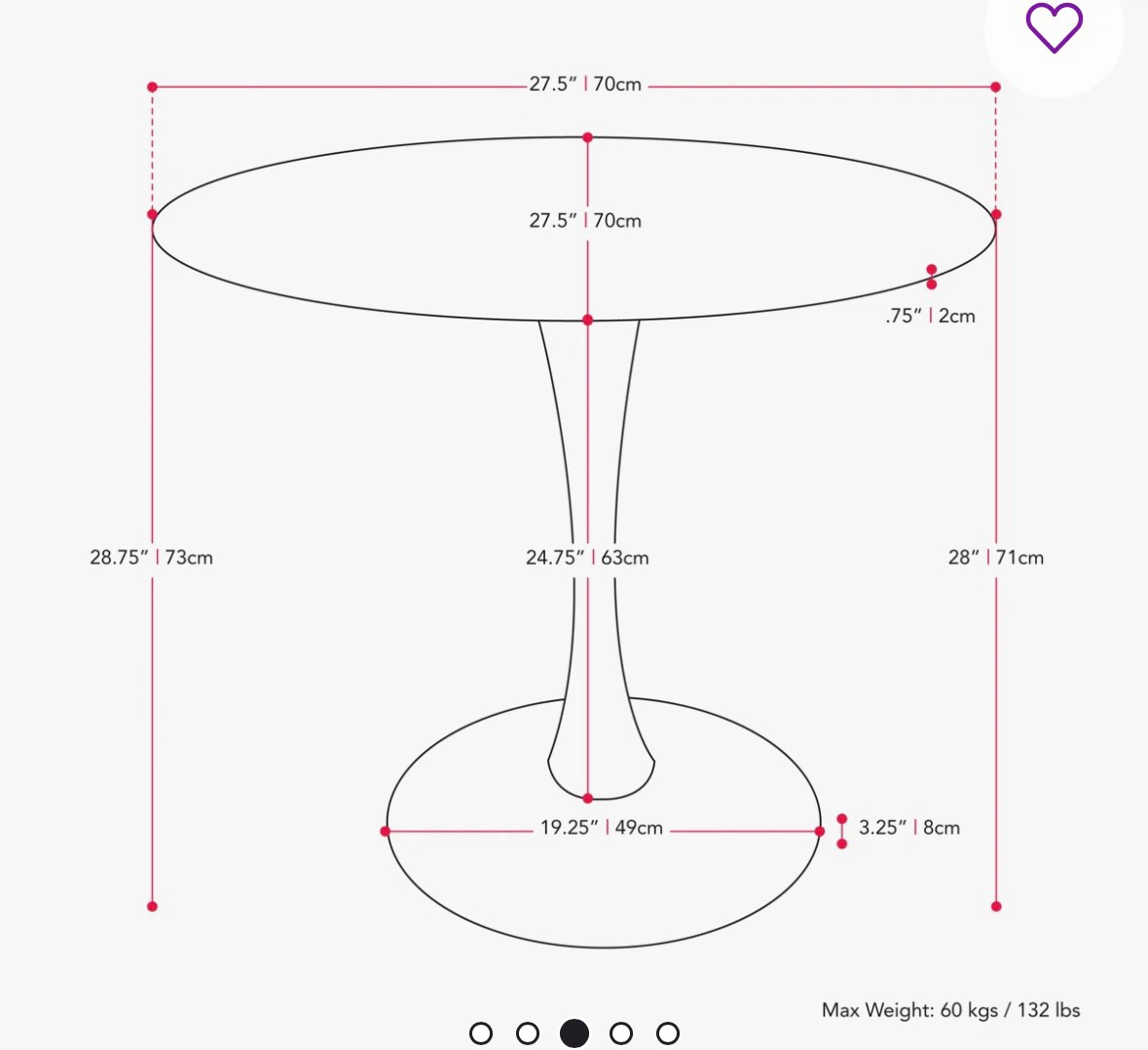 White Tulip Style Round Dining Table - photo 3