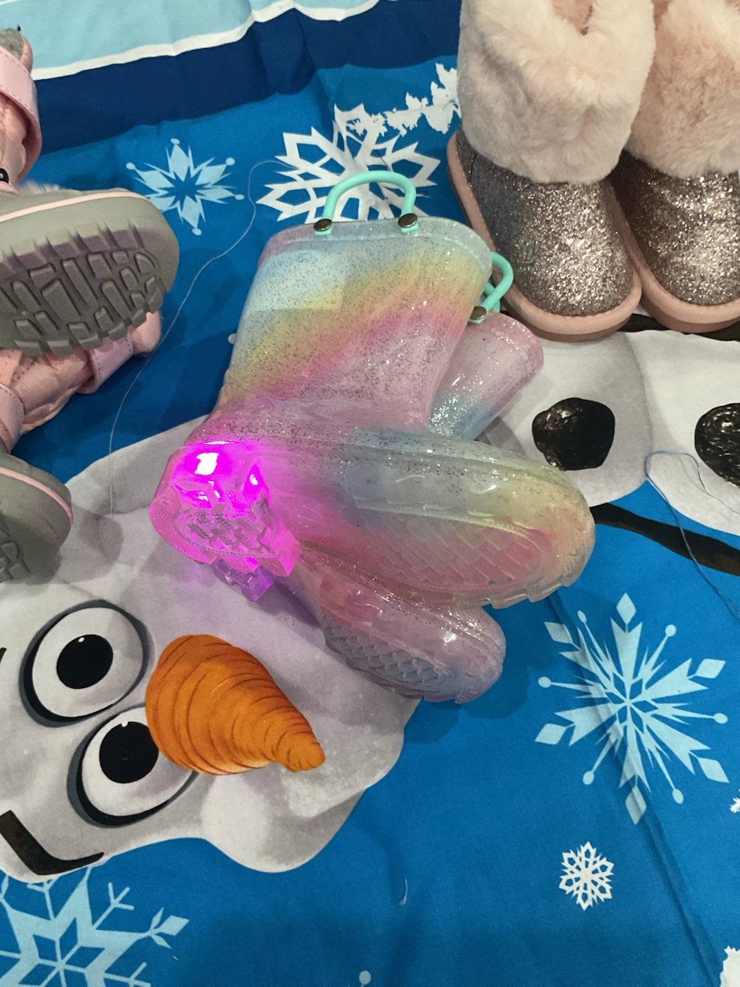 Kids Rainbow Light-Up Rain Boots